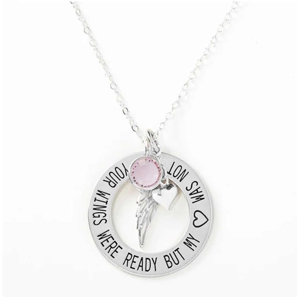NITB Your Wings Were Ready Personalized Memorial June Birthstone Necklace
